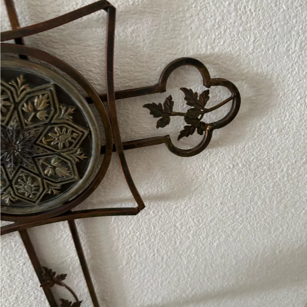 Decorative Metal Wall Cross with Candle Holder